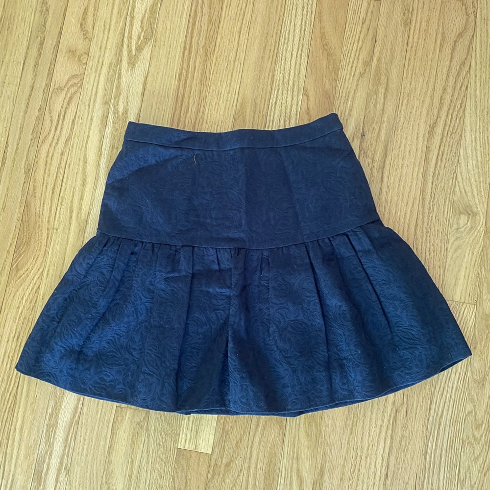J. Crew Navy Jacquard Tier Miniskirt